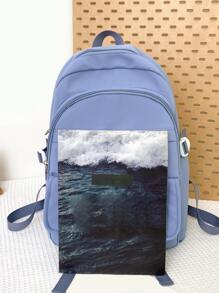 Chicos Mochila clásica con estampado de letra grande para - Azul - Ver 6