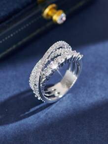 Nhẫn Trang Trí Đá Cubic Zirconia - Bạc - Xem 1
