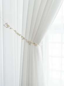 1pc White Sheer Curtain, Minimalist Design Polyester Fabric, Translucent But Not See-Through, Creates Romantic Ambiance, Suitable For Living Room, Bedroom, Kitchen Windows And Doors - White - View 8