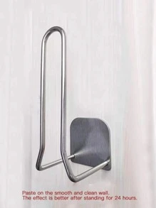 1入組壁掛式銀色免打孔杯瀝水架不銹鋼廚房紙巾收納架