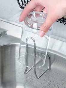 1入組壁掛式銀色免打孔杯瀝水架不銹鋼廚房紙巾收納架