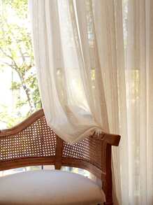 1pc Vertical Grain Sheer Panel, Polyester Light Filtering Privacy Sheer Curtain For Living Room - Multicolor - View 2