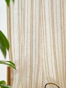 1pc Vertical Grain Sheer Panel, Polyester Light Filtering Privacy Sheer Curtain For Living Room - Multicolor - View 4