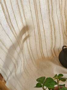 1pc Vertical Grain Sheer Panel, Polyester Light Filtering Privacy Sheer Curtain For Living Room - Multicolor - View 5