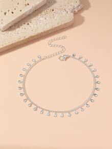 Water-drop Decor Anklet - Silver - View 2