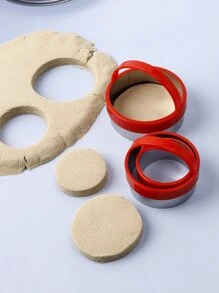 3pcs Stainless Steel Cookie Cutter, Modern Round Shaped Cookie Mold For Home - Red - View 1