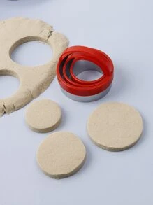 3pcs Stainless Steel Cookie Cutter, Modern Round Shaped Cookie Mold For Home - Red - View 3