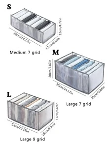 1入組透明多線格可折疊收納衣服收納盒 - 灰色 - 查看 2