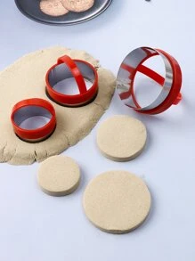 3pcs Stainless Steel Cookie Cutter, Modern Round Shaped Cookie Mold For Home - Red - View 5