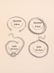 4入組水鑽裝飾手環