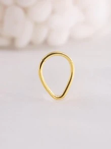 1pc 20G 0.8MM Smooth Surface Nose Ring Earring Nose Septum Ring, Fashion Piercing Jewelry - Yellow Gold - View 3