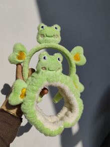 2入組卡通青蛙彩帶和發帶浴帽頭髮配件