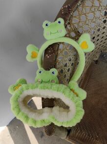 2入組卡通青蛙彩帶和發帶浴帽頭髮配件