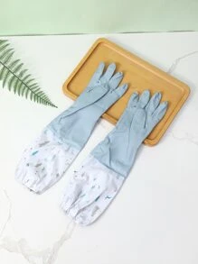 1入組長厚藍色家用手套家用防水PVC洗碗手套