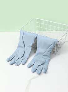 1入組長厚藍色家用手套家用防水PVC洗碗手套