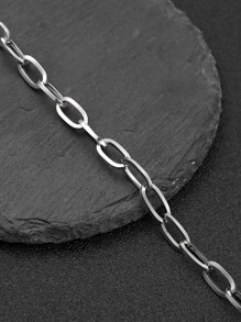 Men Minimalist Chain Bracelet Stainless Steel Punk Hip Pop Style - Silver - View 2