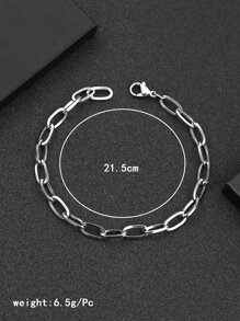 Men Minimalist Chain Bracelet Stainless Steel Punk Hip Pop Style - Silver - View 3