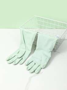 1入組長厚綠色家居手套家用防水PVC洗碗手套