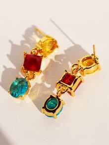 Rhinestone Decor Drop Earrings - Multicolor - View 6