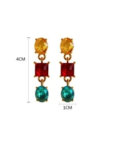 Rhinestone Decor Drop Earrings - Multicolor - View 8