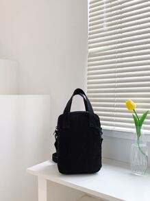 Girls Cartoon Bear Decor Square Bag Small - Black - View 5