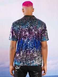 Manfinity Men Zip Up Sequin Shirt - Multicolor - View 3