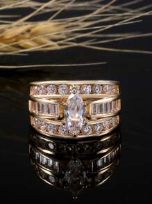 Nhẫn Trang Trí Đá Cubic Zirconia - Vàng - Xem 1