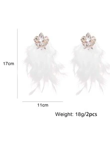 1對魅力十足的誇張炫目羽毛裝飾女士耳環，適用於聚會、約會、假日和禮物 - 白色 - 查看 3