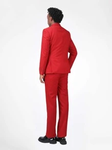 CLOUDSTYLE Bộ đồ nam Nút đôi Túi màu trơn Buổi tiệc - Đỏ - Xem 2