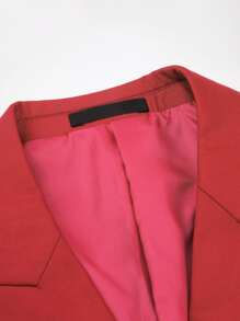 CLOUDSTYLE Bộ đồ nam Nút đôi Túi màu trơn Buổi tiệc - Đỏ - Xem 7