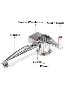 1入組多功能不銹鋼奶酪研磨器現代廚房用素色奶酪刨絲器 - 銀色 - 查看 3
