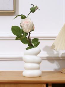 1pc Plastic Flower Vase, Nordic White Vase For Flower - White - View 1