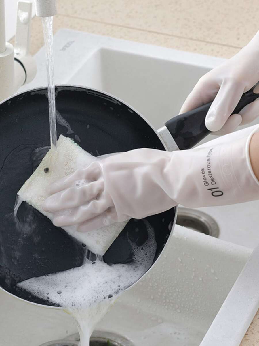 1對PVC家用手套現代字母圖形家用洗碗手套