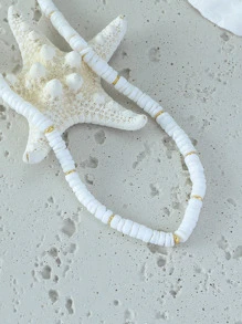 Vòng cổ đính cườm tối giản - trắng - Xem 2