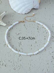 Vòng cổ đính cườm tối giản - trắng - Xem 3