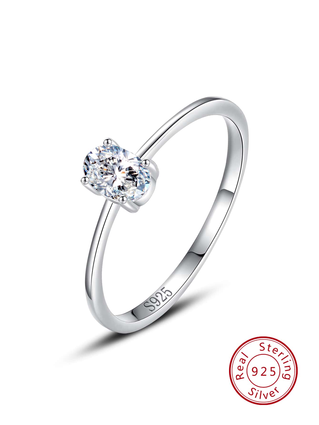 方晶鋯石裝飾銀婚戒適合女士新娘婚禮精細首飾類