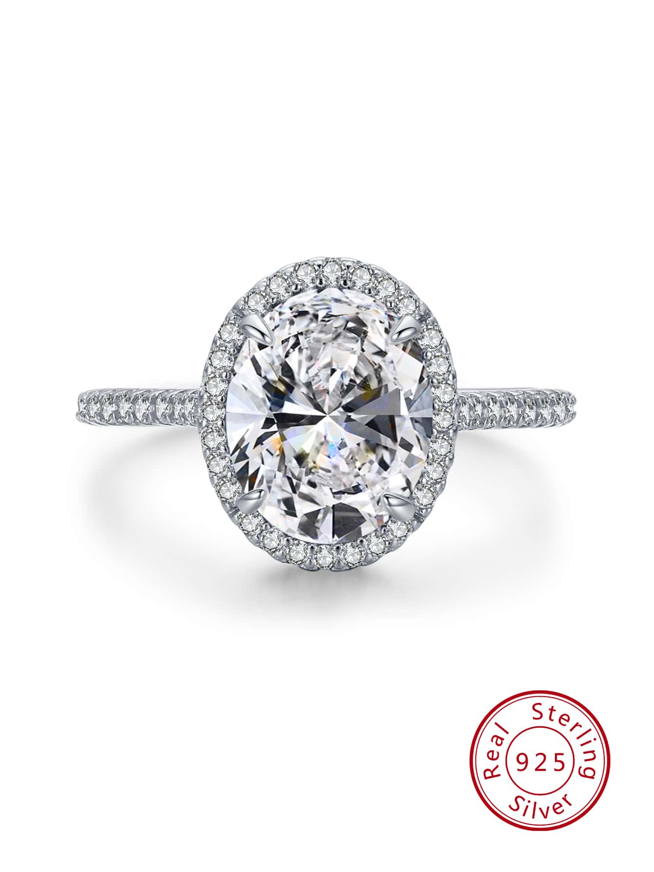 1入組精美奢華銀方晶鋯石橢圓裝飾婚戒適用於女士們適用於浪漫婚禮首飾類