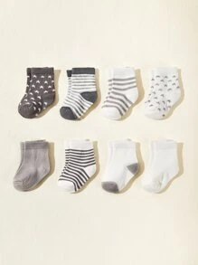 8pairs Baby Star & Striped Pattern Socks