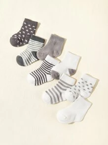 8pairs Baby Star & Striped Pattern Socks