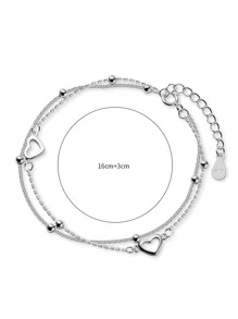 Heart Decor Silver Bracelet - Silver - View 4