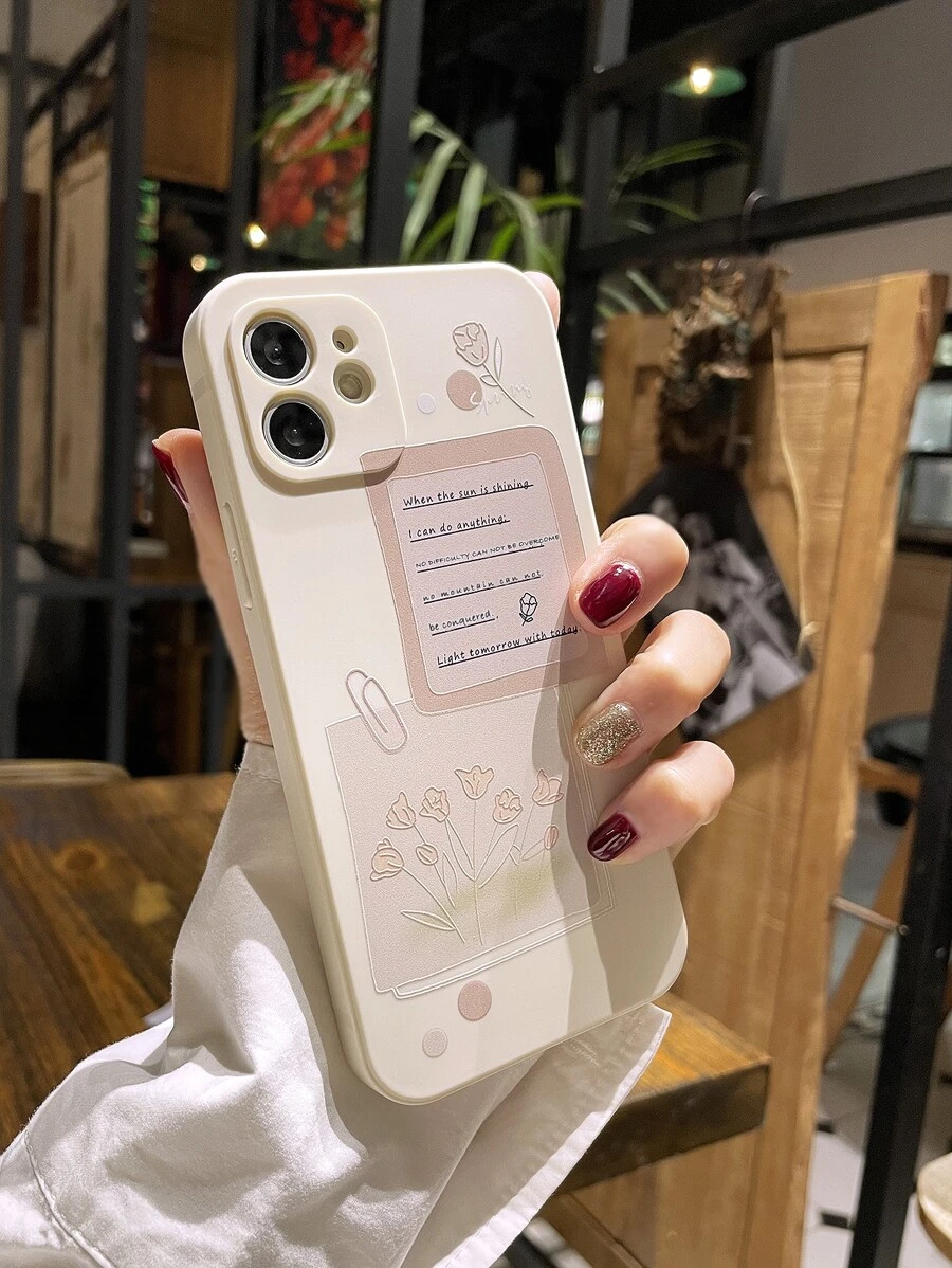 Flower Pattern Phone Case - Apricot - View 1