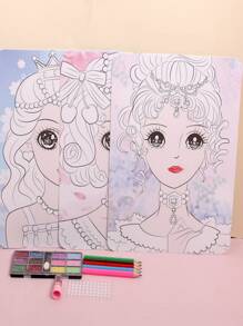 Girls Watercolor Painting Makeup Coloring Set, Random Colors - Multicolor - View 6