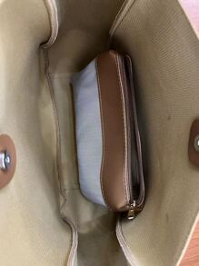 Bolso de hombro minimalista con bolsa interior - Marrón - Ver 6