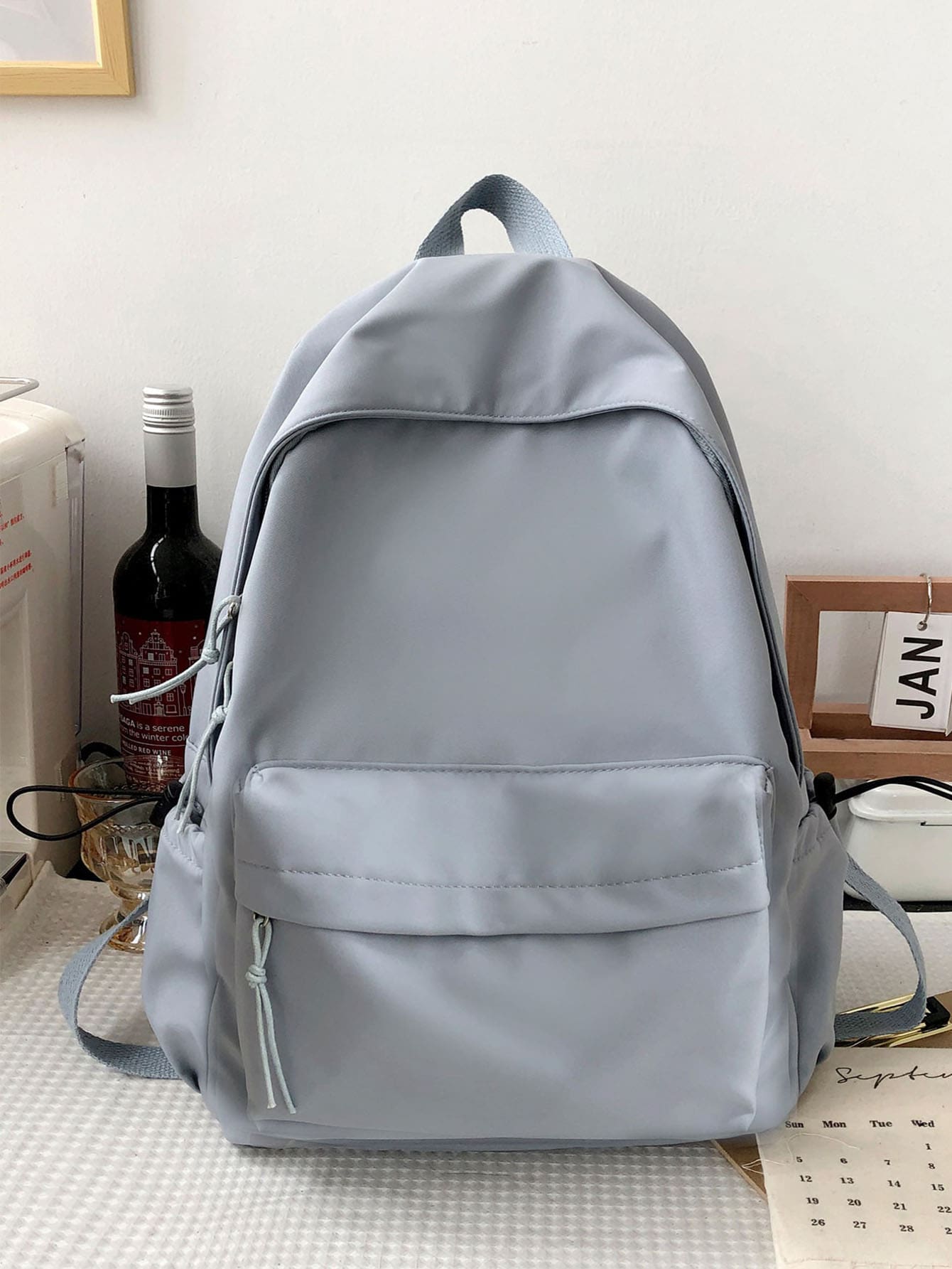 大容量休閒極簡大容量背包,包適用於學校適用於大學適用於青少年女孩女士,大學學生完美適用於中間學校,中學,大學,工作,後至學校 - 藍色 - 查看 1