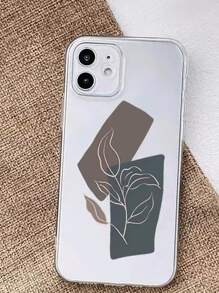 Leaf Print Clear Phone Case - Multicolor - View 2