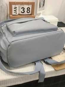 大容量休閒極簡大容量背包,包適用於學校適用於大學適用於青少年女孩女士,大學學生完美適用於中間學校,中學,大學,工作,後至學校 - 藍色 - 查看 3