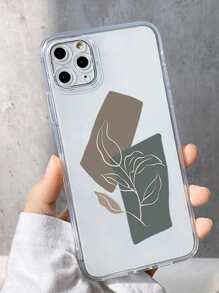 Leaf Print Clear Phone Case - Multicolor - View 4