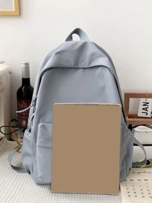 大容量休閒極簡大容量背包,包適用於學校適用於大學適用於青少年女孩女士,大學學生完美適用於中間學校,中學,大學,工作,後至學校 - 藍色 - 查看 4