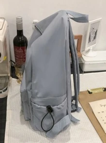 大容量休閒極簡大容量背包,包適用於學校適用於大學適用於青少年女孩女士,大學學生完美適用於中間學校,中學,大學,工作,後至學校 - 藍色 - 查看 5
