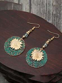 Flower Decor Drop Earrings - Multicolor - View 1